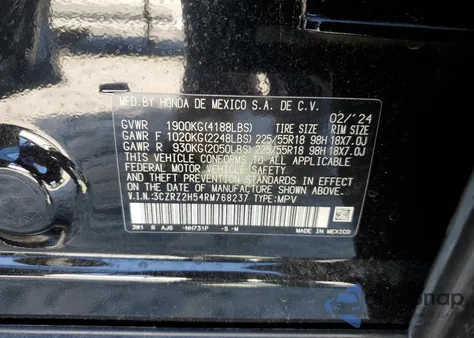 2024 Honda Hr-V Sport z USA, uszkodzony, nr VIN 3CZRZ2H54RM768237